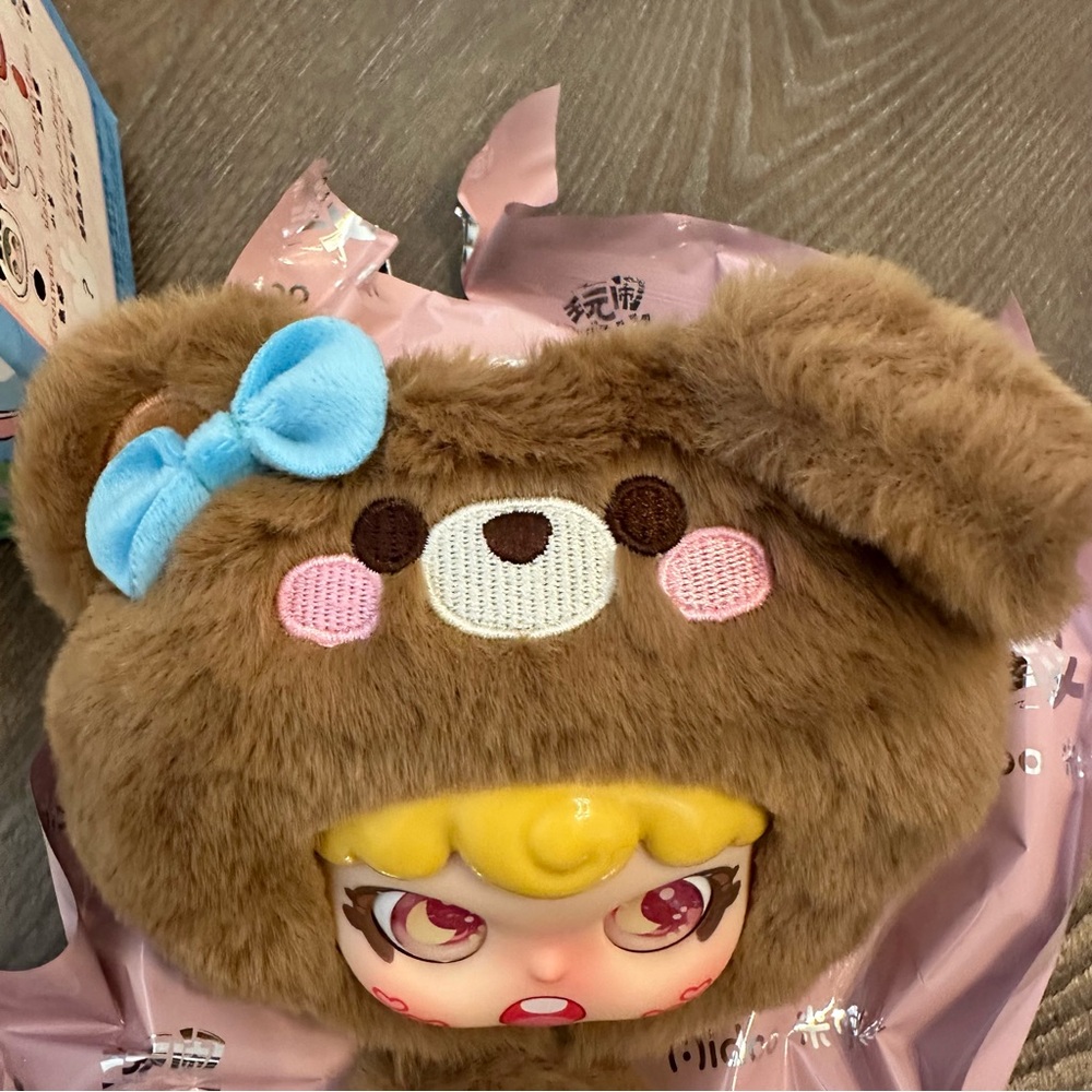 Mido Plush Pendant Brown Bear Interchangeable Eyes Head Keychain - Picture 6 of 10